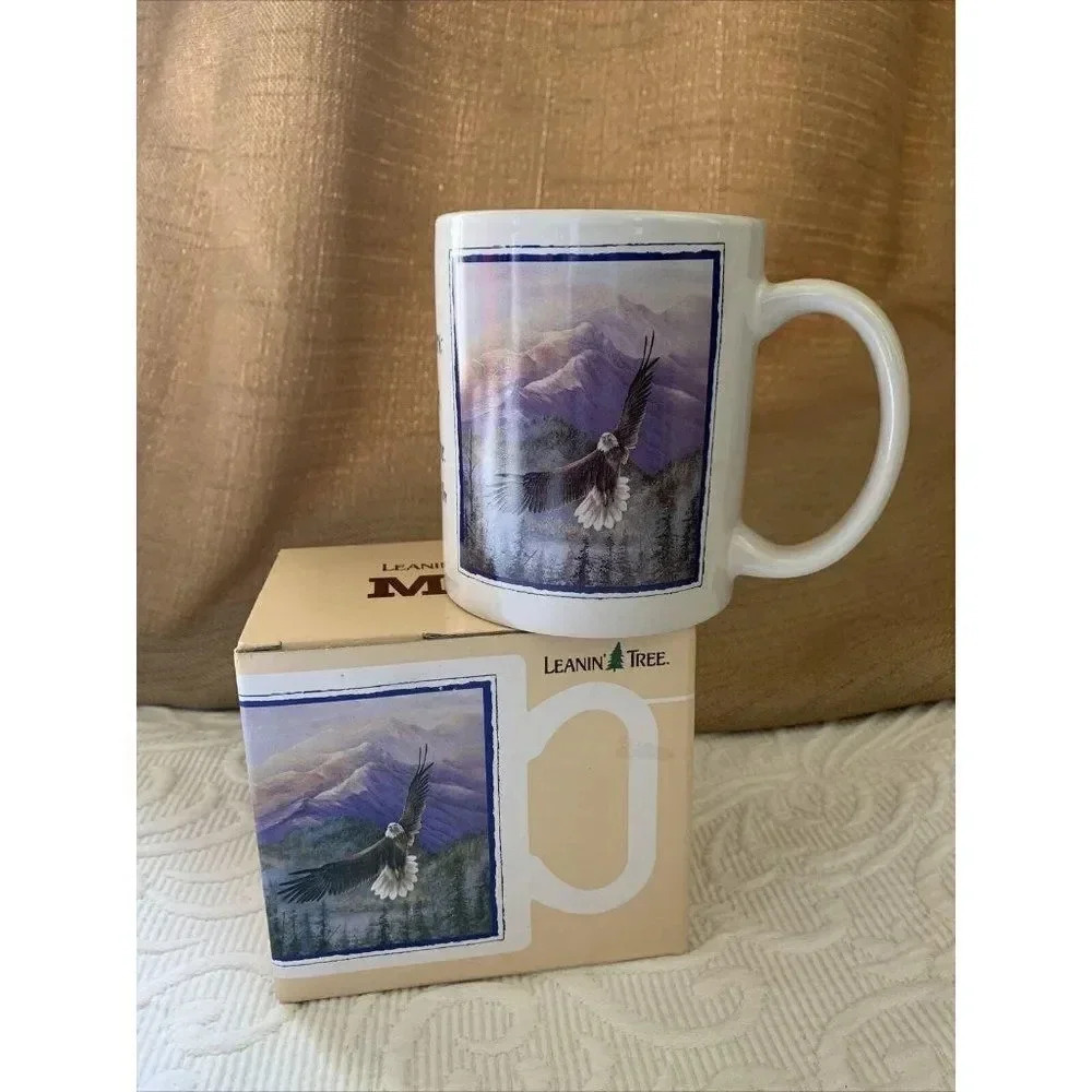 Vintage NEW in Box Eagle Art Ceramic Coffee Mug‎ Leanin Tree Inspirational Quote